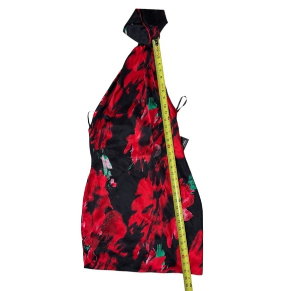 NWT CLUB L LONDON Nasira Black Floral Asymmetric Neck Open Back Mini Dress - Picture 7 of 16